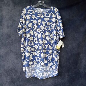LuLaRoe Disney Irma Tunic Top Mickey Mouse Hands Blue NWT Size Small‎